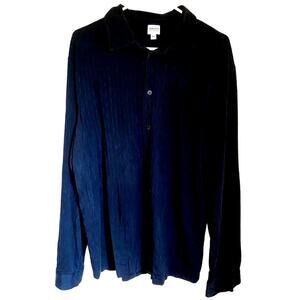 Black Silk Blend Button Down Armani Collection Shirt Size XXL